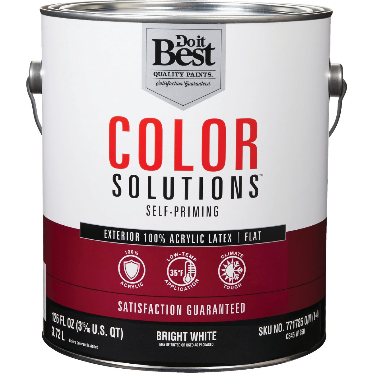 Do it Best Color Solutions 100% Acrylic Latex Self-Priming Flat Exterior House Paint, Bright White, 1 Gal.