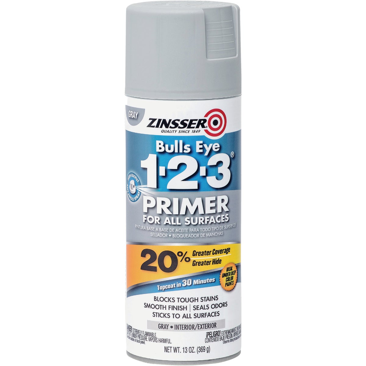 Zinsser Bulls Eye 1-2-3 13 Oz. Primer Spray, Gray