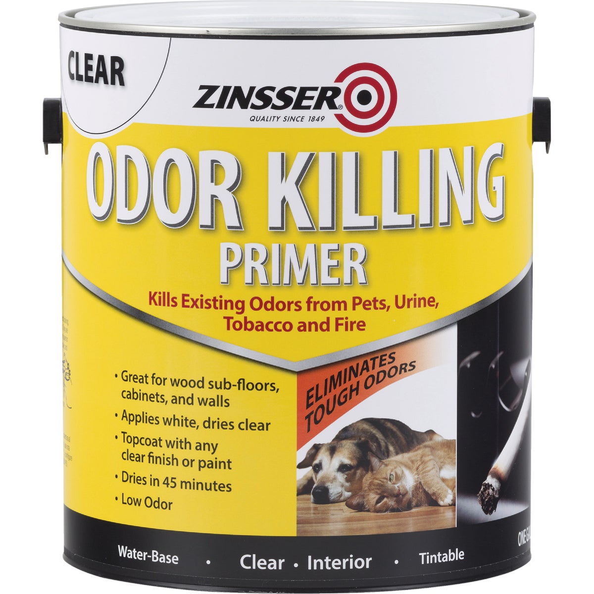 Zinsser Odor Killing Water-Based Interior Primer, White To Clear, 1 Gal.