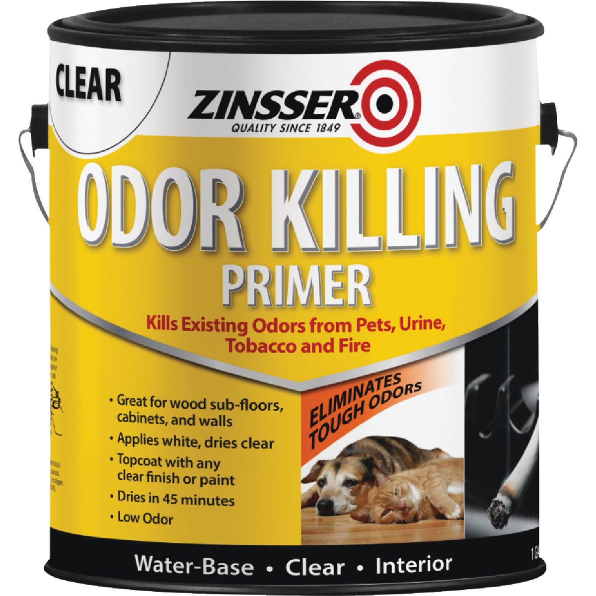 Zinsser Odor Killing Water-Based Interior Primer, White To Clear, 1 Gal.