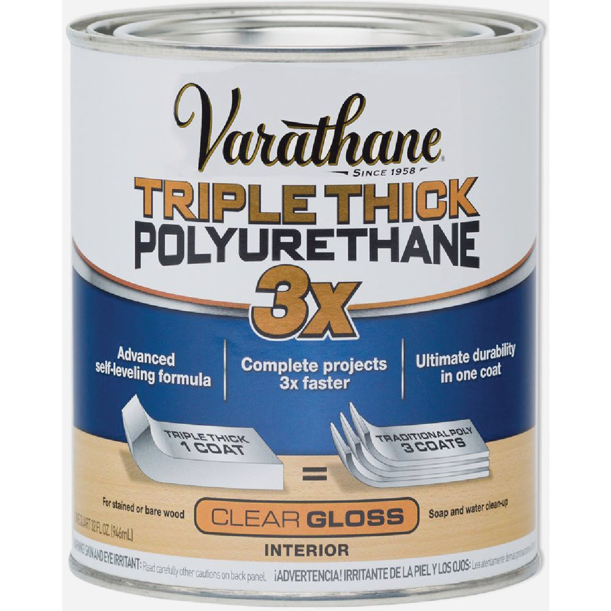 Varathane Gloss Triple Thick Interior Polyurethane, 1 Qt.