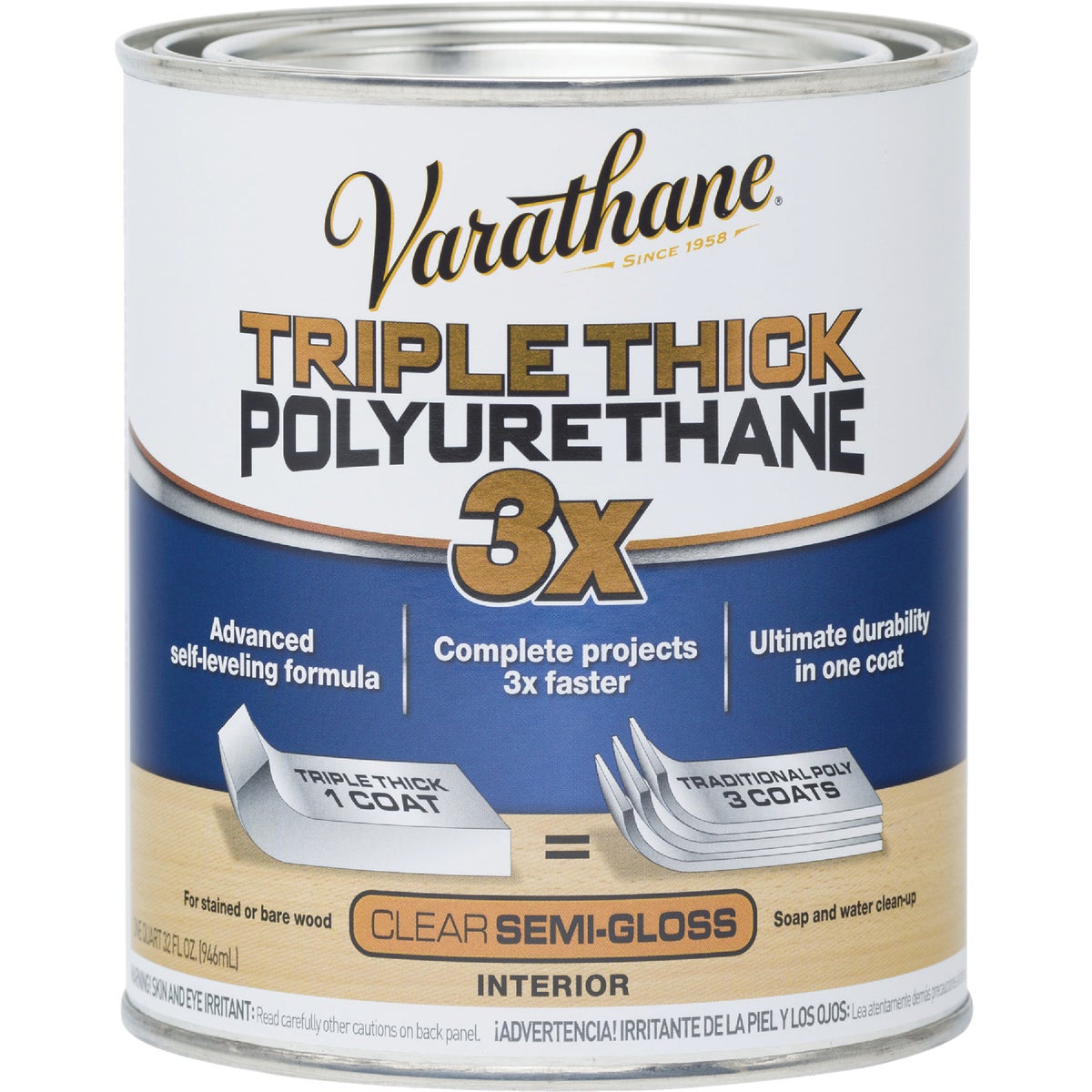 Varathane Semi-Gloss Triple Thick Interior Polyurethane, 1 Qt.