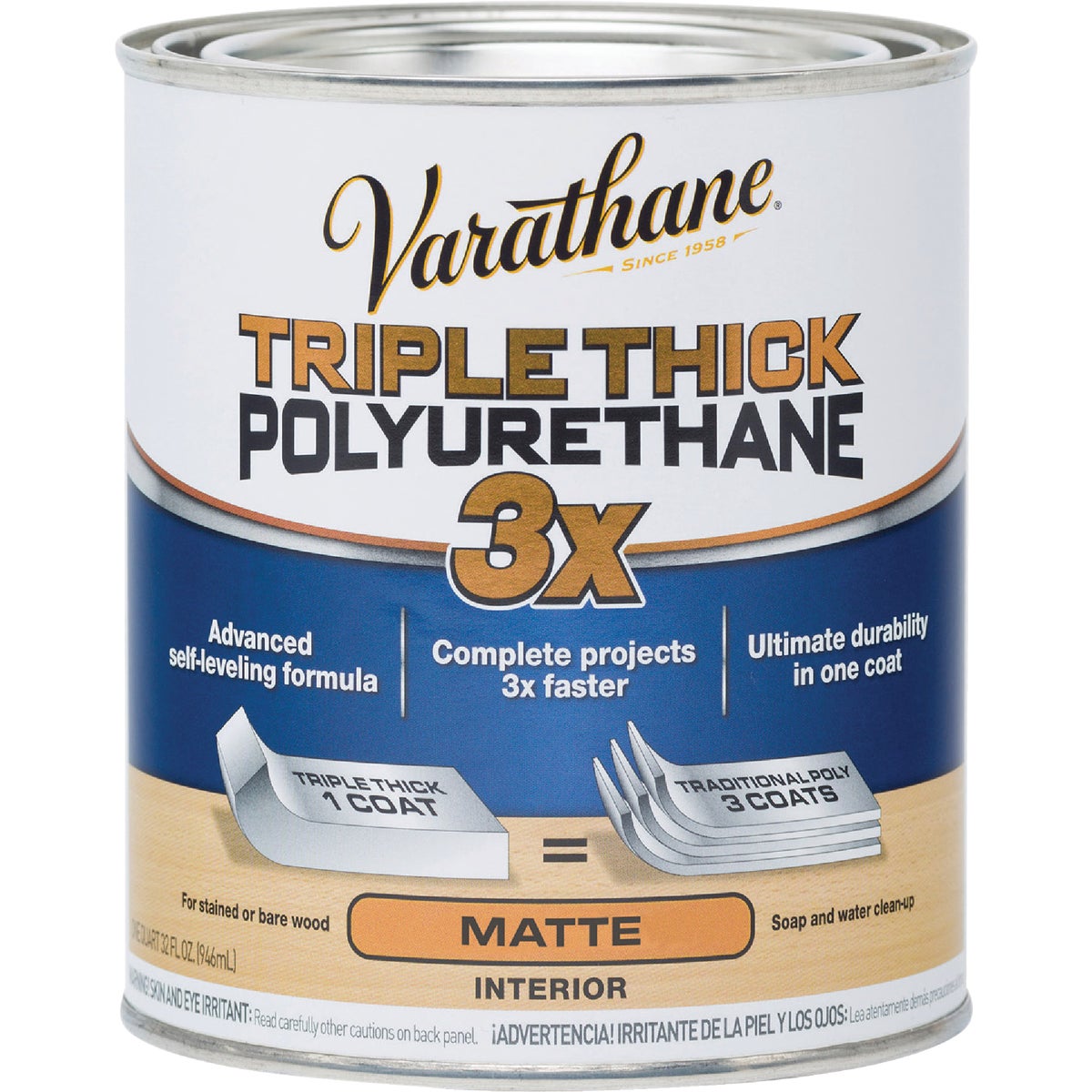 Varathane Matte Triple Thick Interior Polyurethane, 1 Qt.