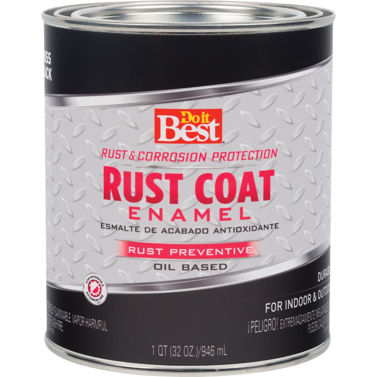 Do it Best Rust Coat Oil-Based Gloss Enamel, Black, 1 Qt.