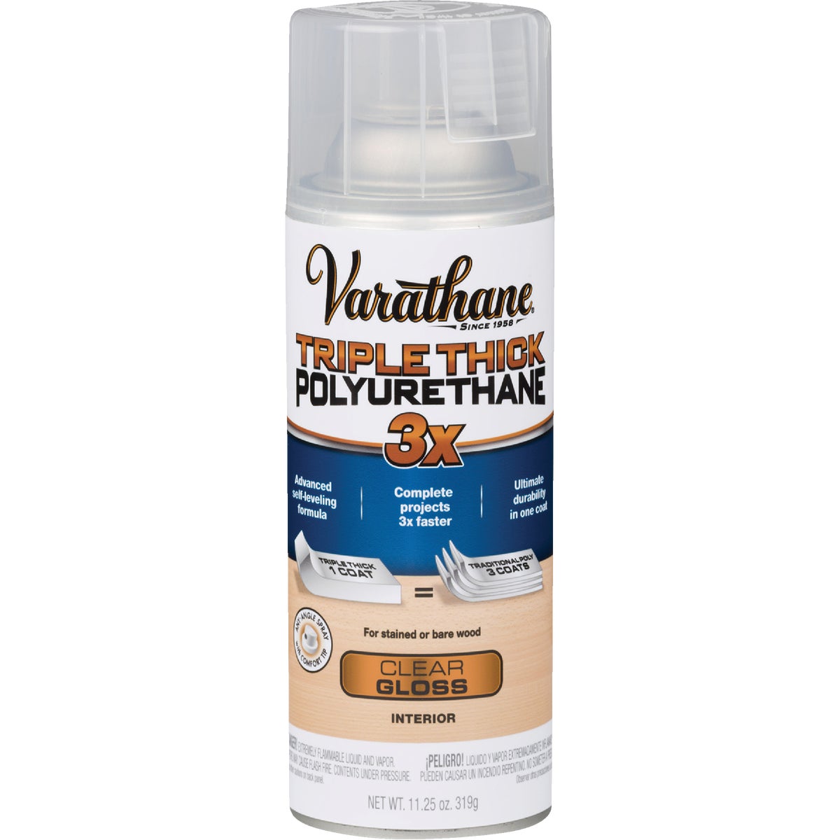 Varathane Triple Thick Gloss Clear Spray Polyurethane, 11.25 Oz.
