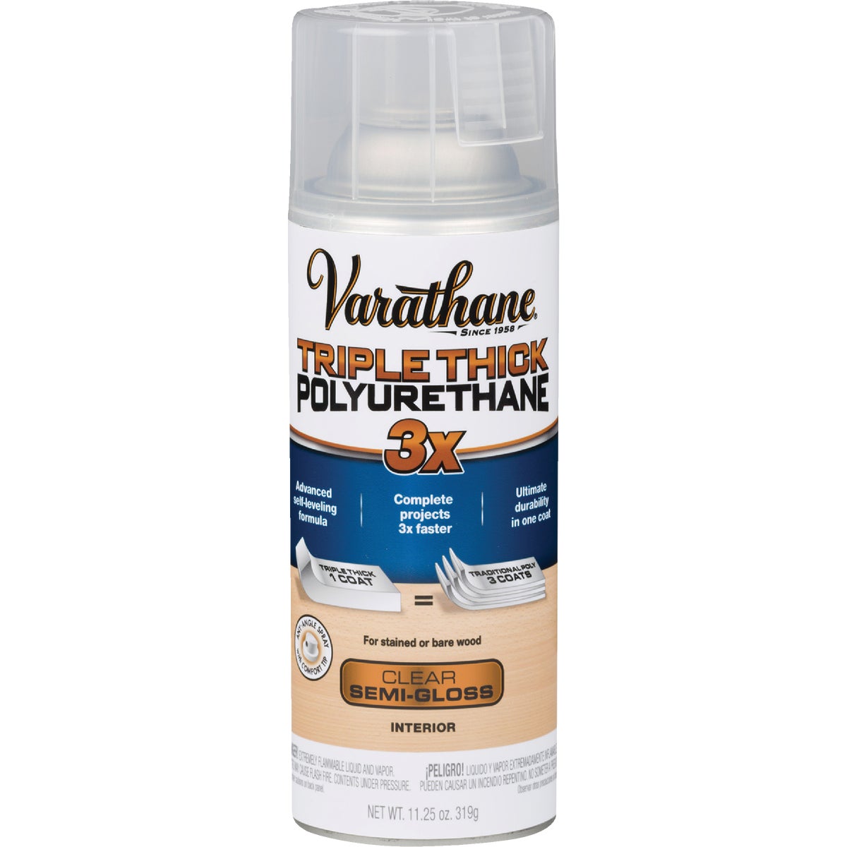Varathane Triple Thick Semi-Gloss Clear Spray Polyurethane, 11.25 Oz.