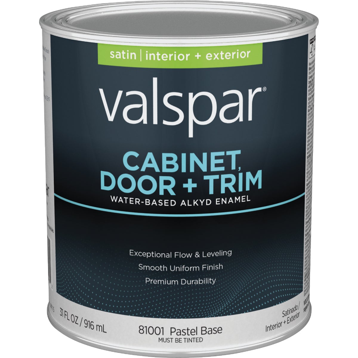 Valspar Cabinet Door & Trim Waterborne Alkyd Satin Interior/Exterior Enamel, Pastel Base, 1 Qt.