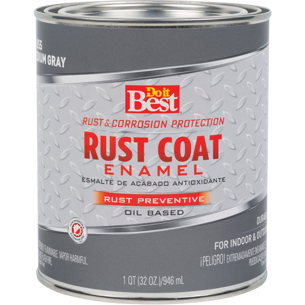Do it Best Rust Coat Oil-Based Gloss Enamel, Medium Gray, 1 Qt.