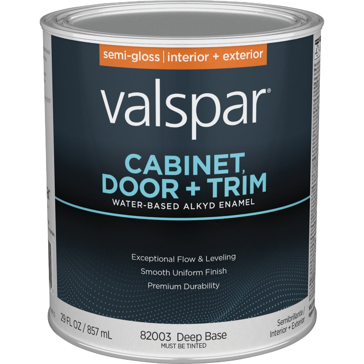 Valspar Cabinet Door & Trim Waterborne Alkyd Semi-Gloss Interior/Exterior Enamel, Deep Base, 1 Qt.