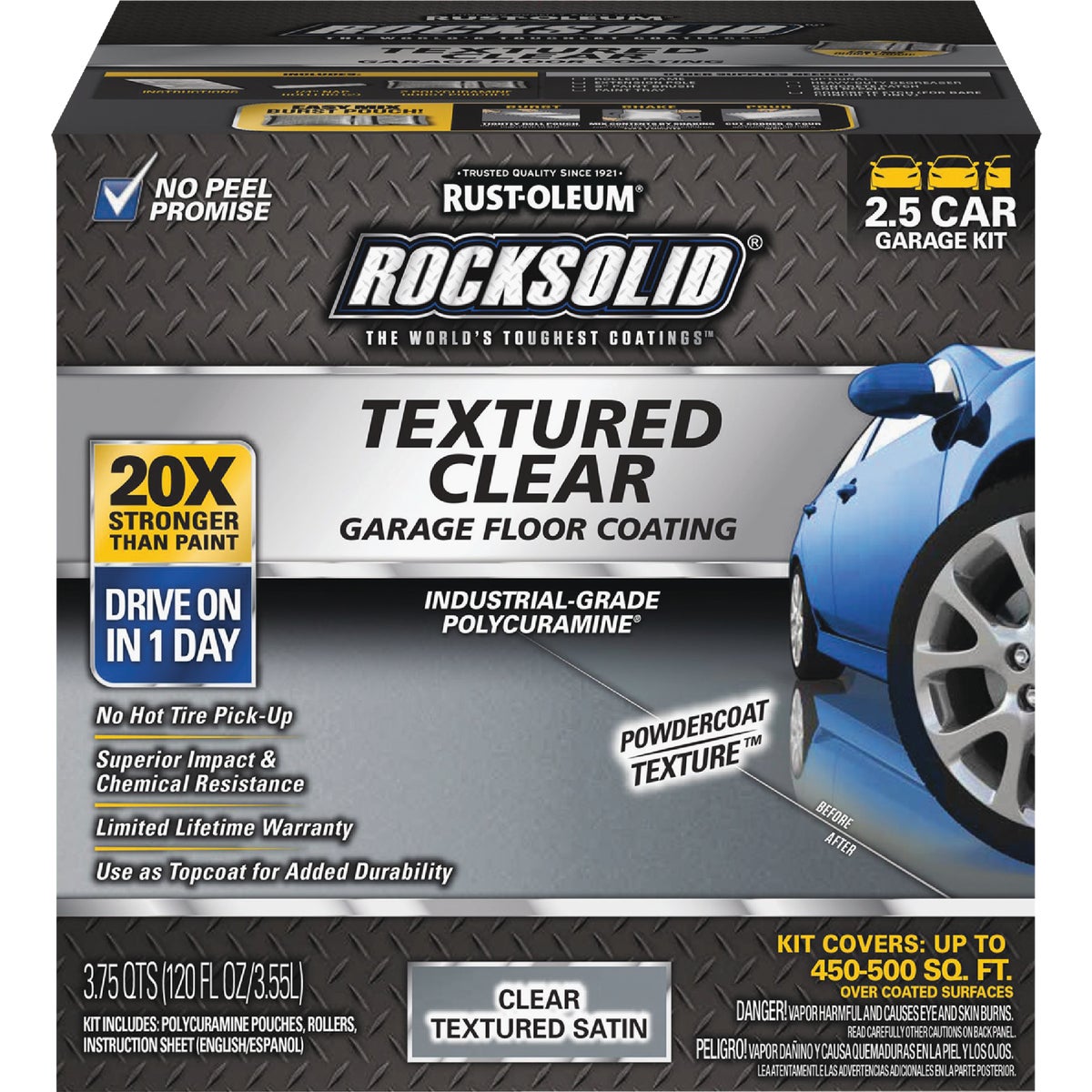 Rust-Oleum RockSolid Textured Topcoat Floor Coating Kit, Clear, 120 Oz.