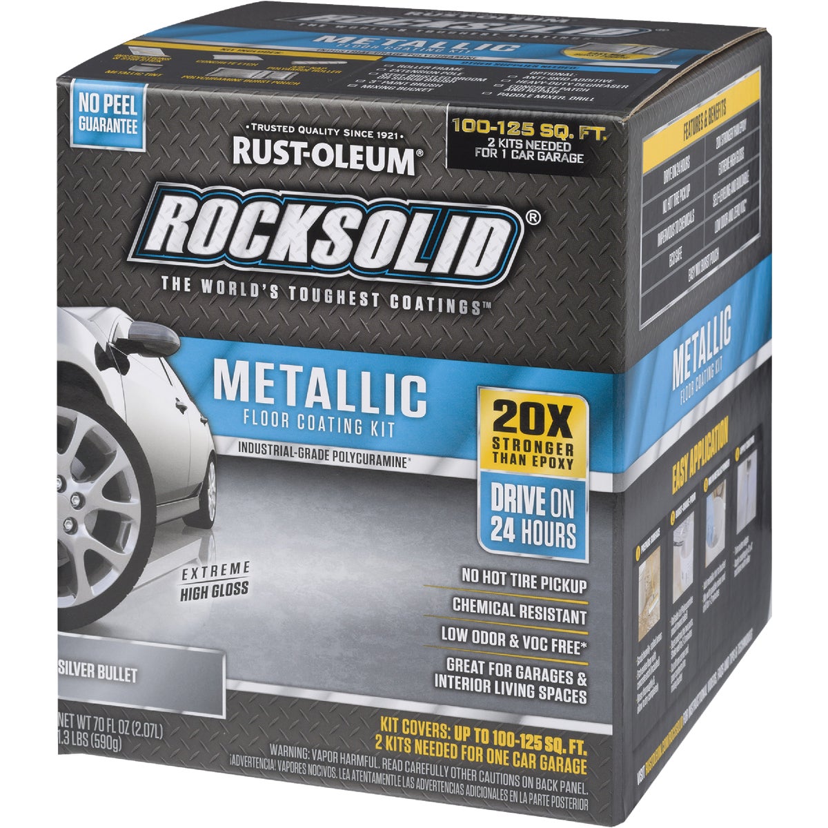 Rust-Oleum RockSolid Metallic Floor Coating Kit, Silver, 70 Oz.