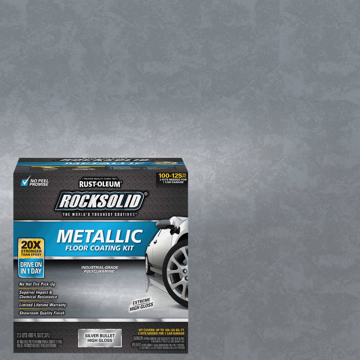 Rust-Oleum RockSolid Metallic Floor Coating Kit, Silver, 70 Oz.