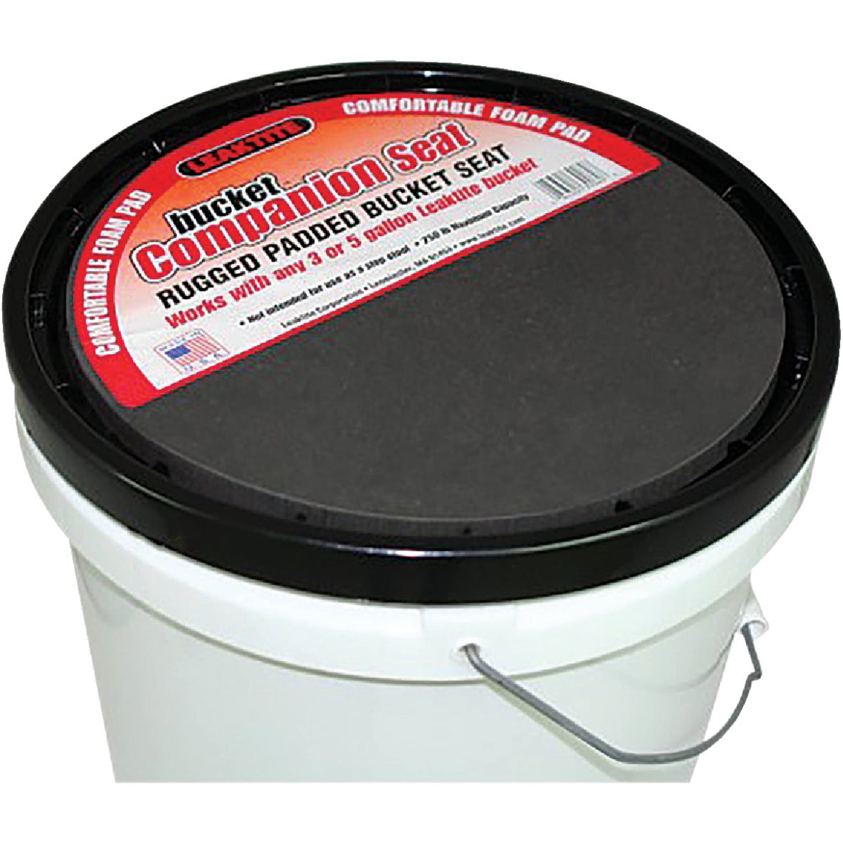 Leaktite Padded Bucket Seat Lid for 3.5 & 5 Gal. Pails, Black