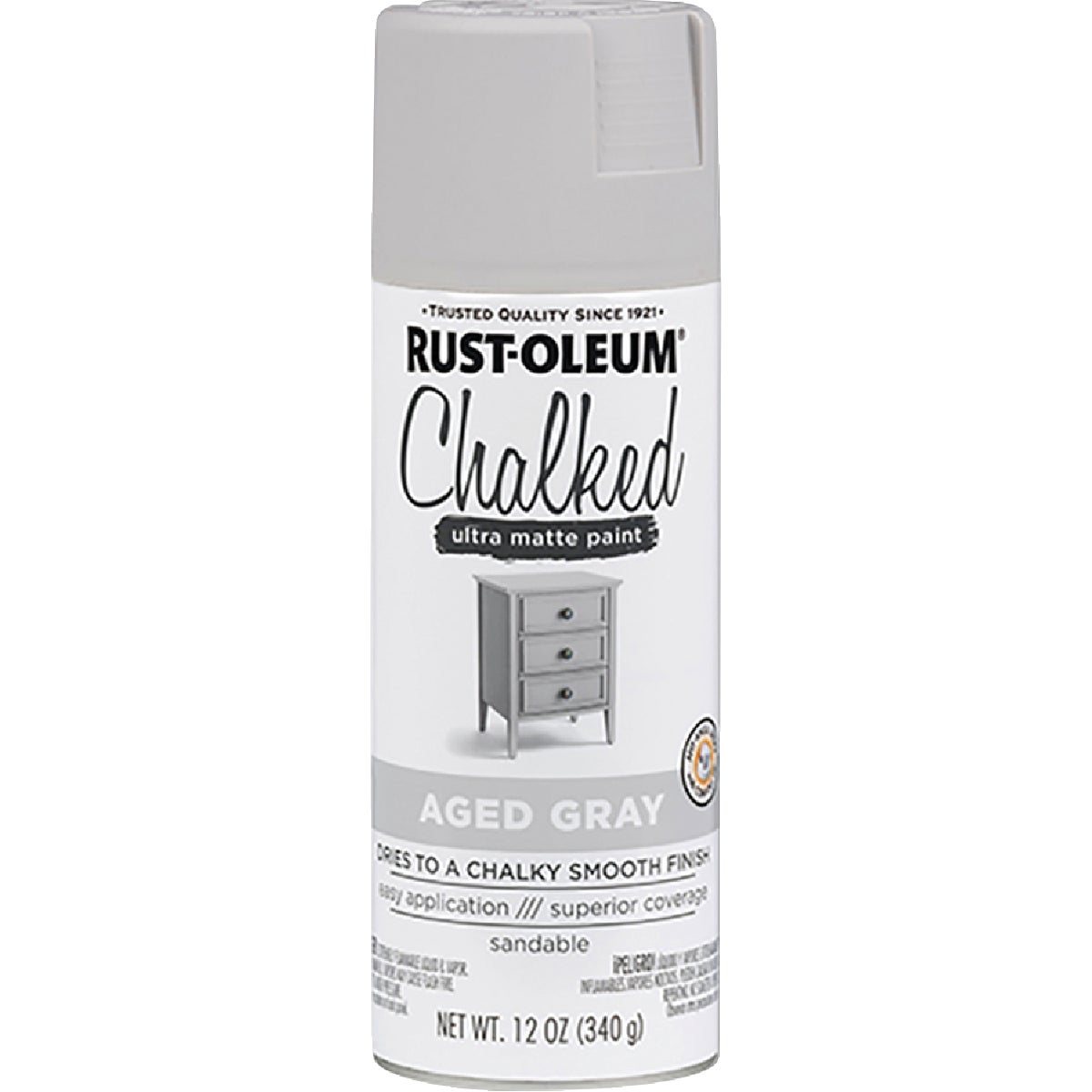 Rust-Oleum Chalked 12 Oz. Ultra Matte Spray Paint, Aged Gray