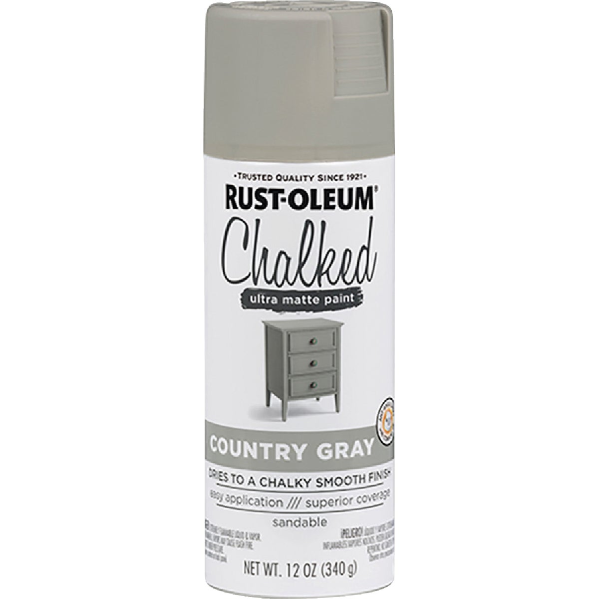 Rust-Oleum Chalked 12 Oz. Ultra Matte Spray Paint, Country Gray