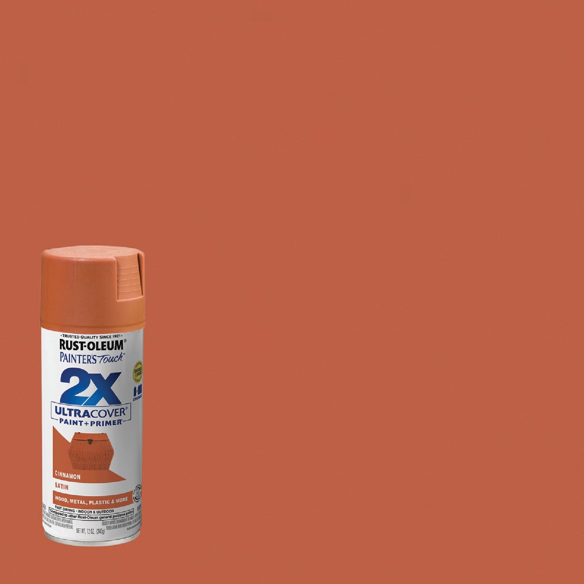 Rust-Oleum Painter's Touch 2X Ultra Cover 12 Oz. Satin Paint + Primer Spray Paint, Cinnamon