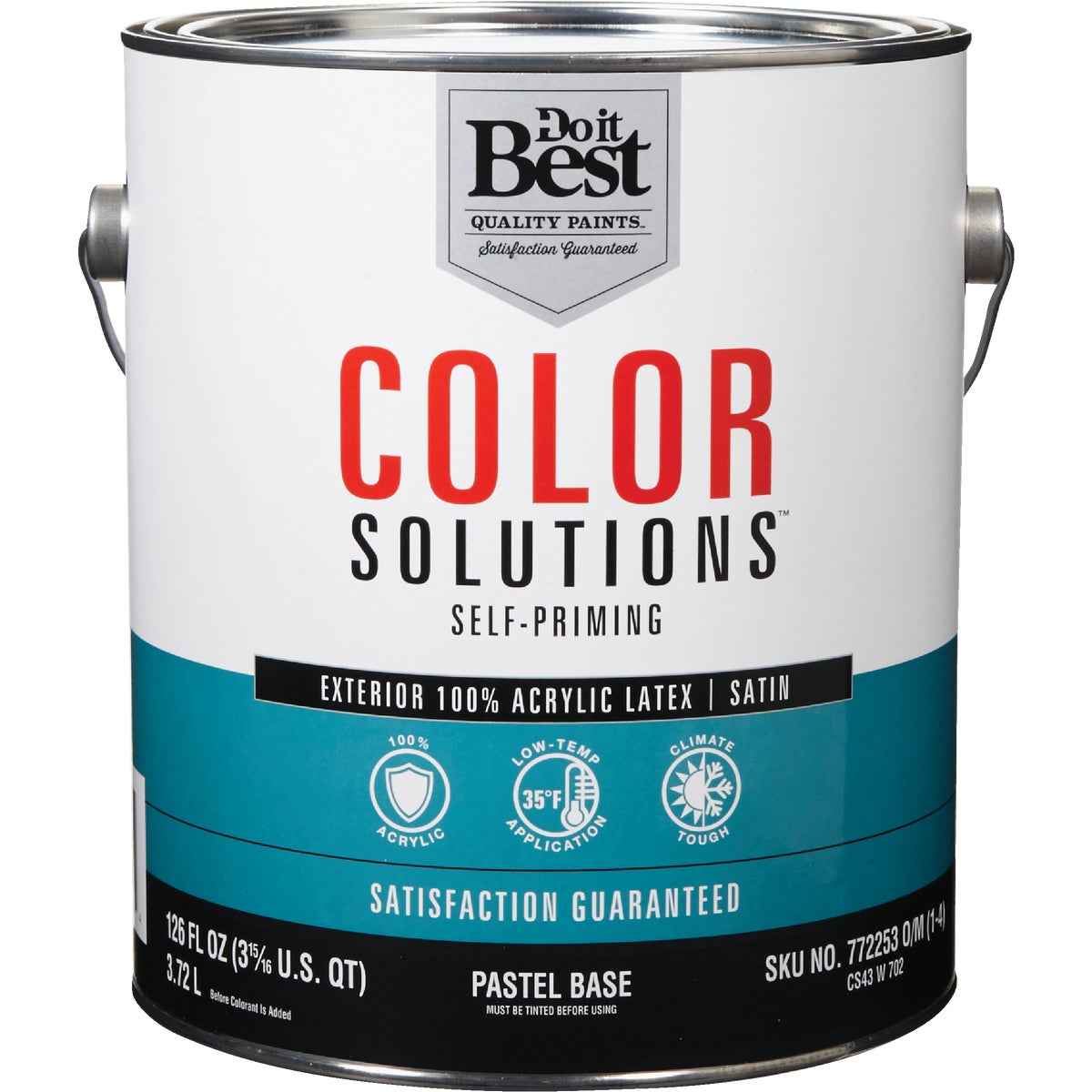 Do it Best Color Solutions 100% Acrylic Latex Self-Priming Satin Exterior House Paint, Pastel Base, 1 Gal.