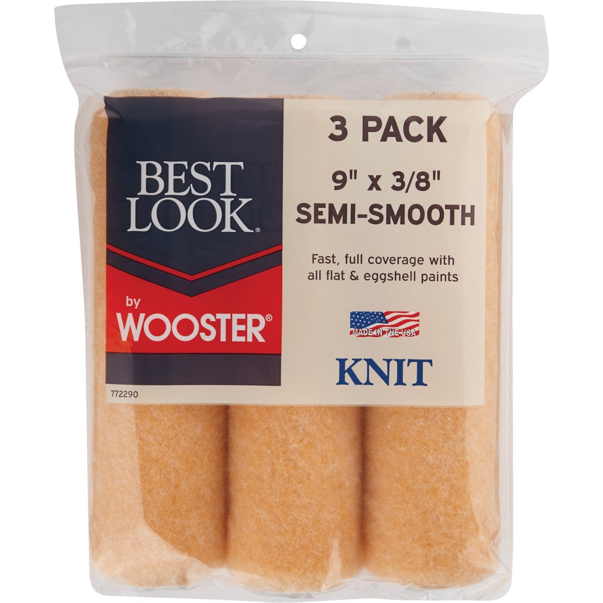 Best Look By Wooster 9 In. x 3/8 In. Knit Fabric Roller Cover (3-Pack)
