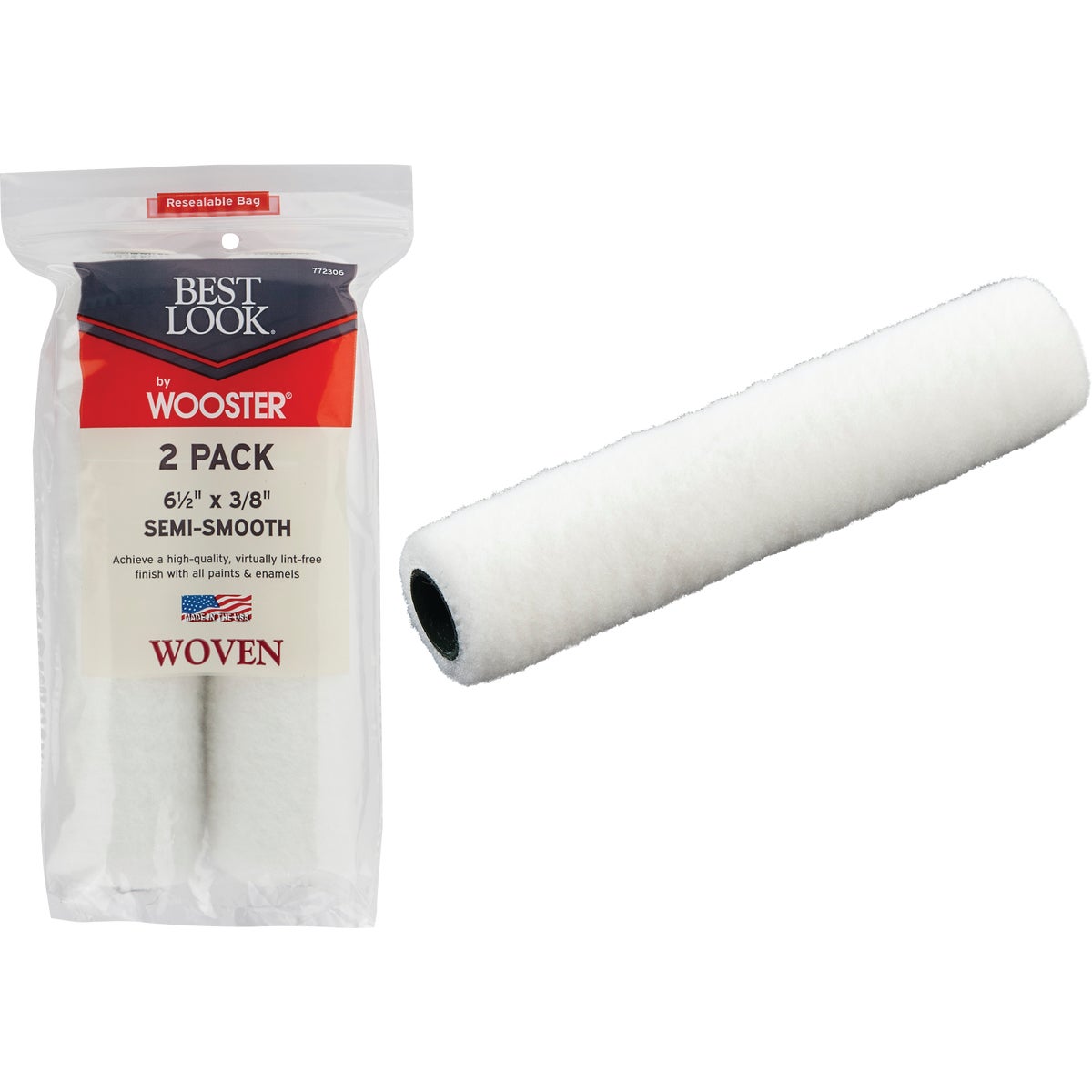 Best Look By Wooster 6-1/2 In. x 3/8 In. Mini Woven Fabric Roller Cover (2-Pack)