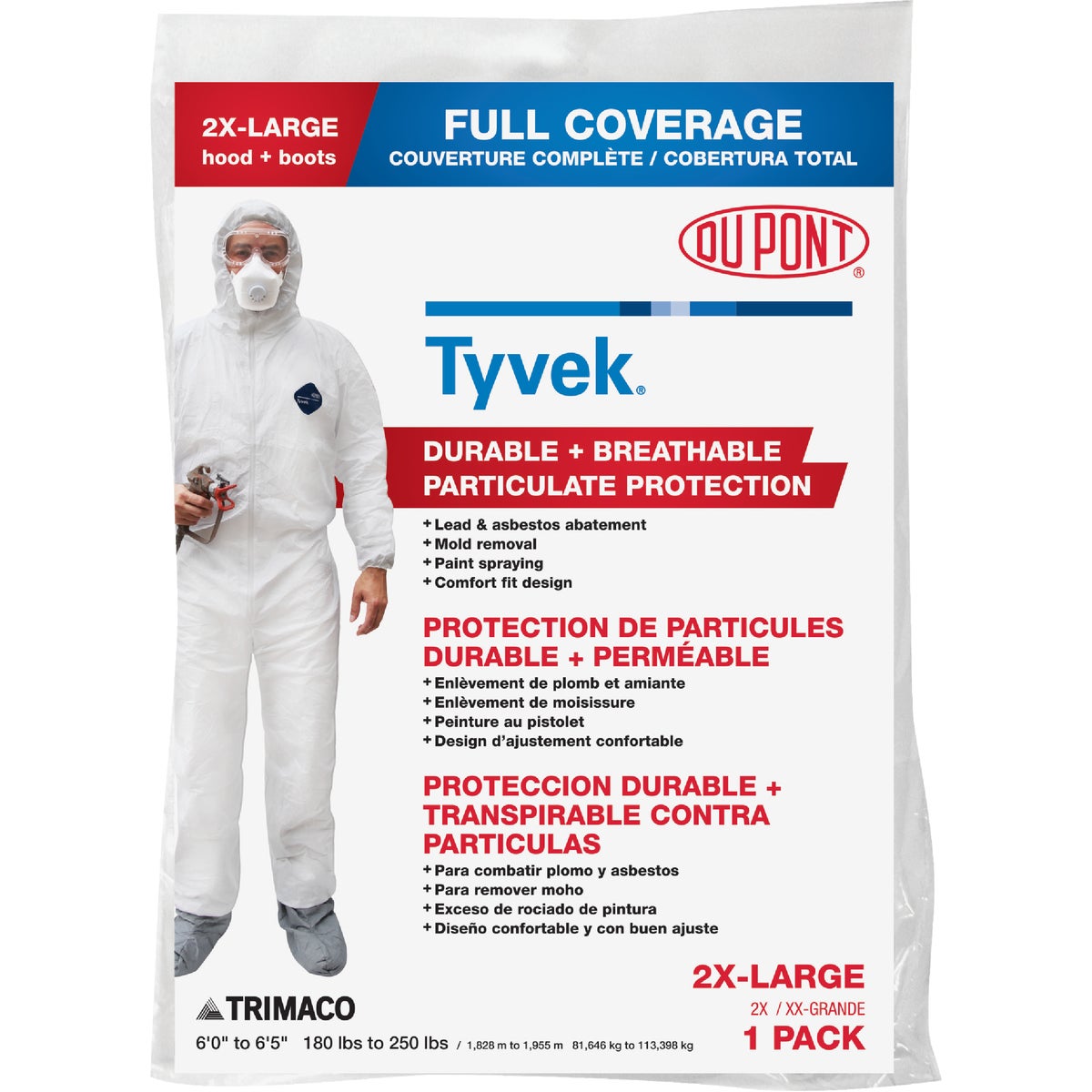 Dupont Tyvek 2XL Hooded Reusable Painter's Coveralls