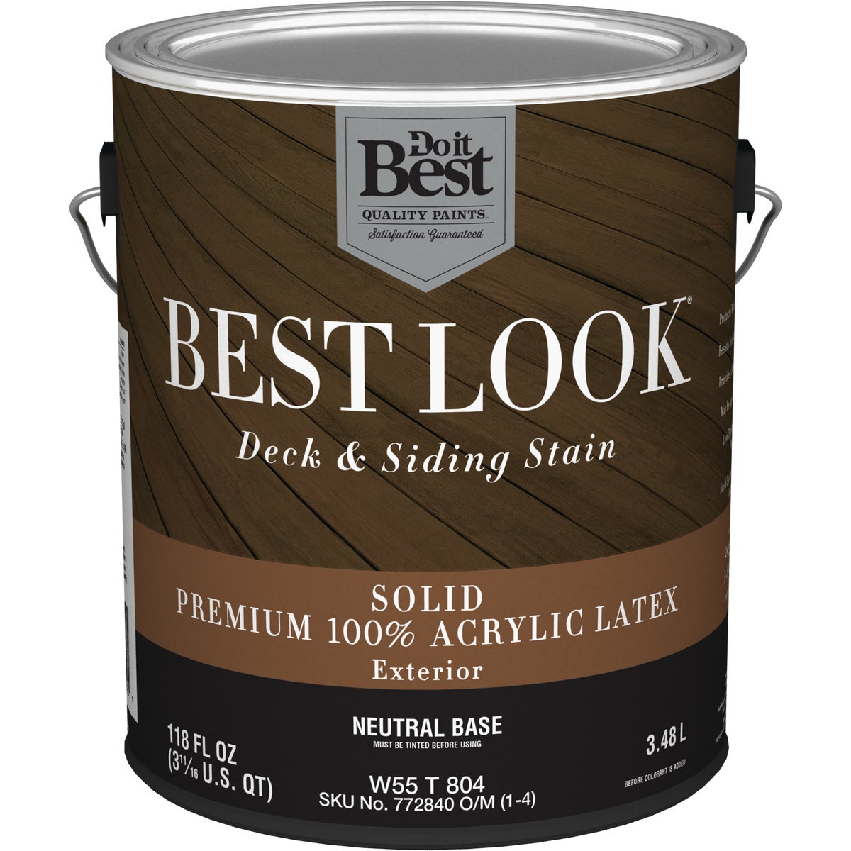 Best Look Solid Deck & Siding Exterior Stain, Neutral Base, 1 Gal.