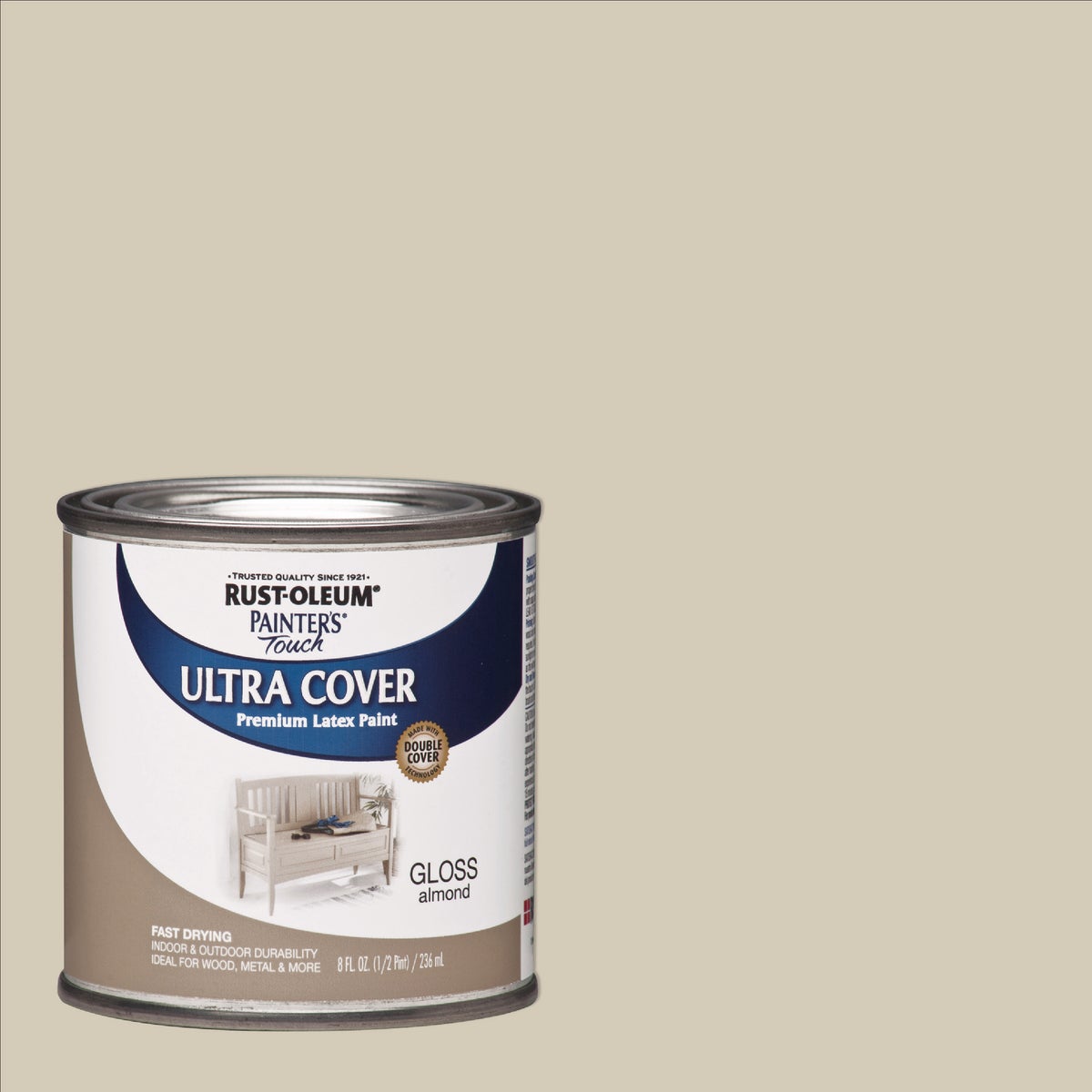 Rust-Oleum Painter's Touch 2X Ultra Cover Premium Latex Paint, Gloss Almond, 1/2 Pt.