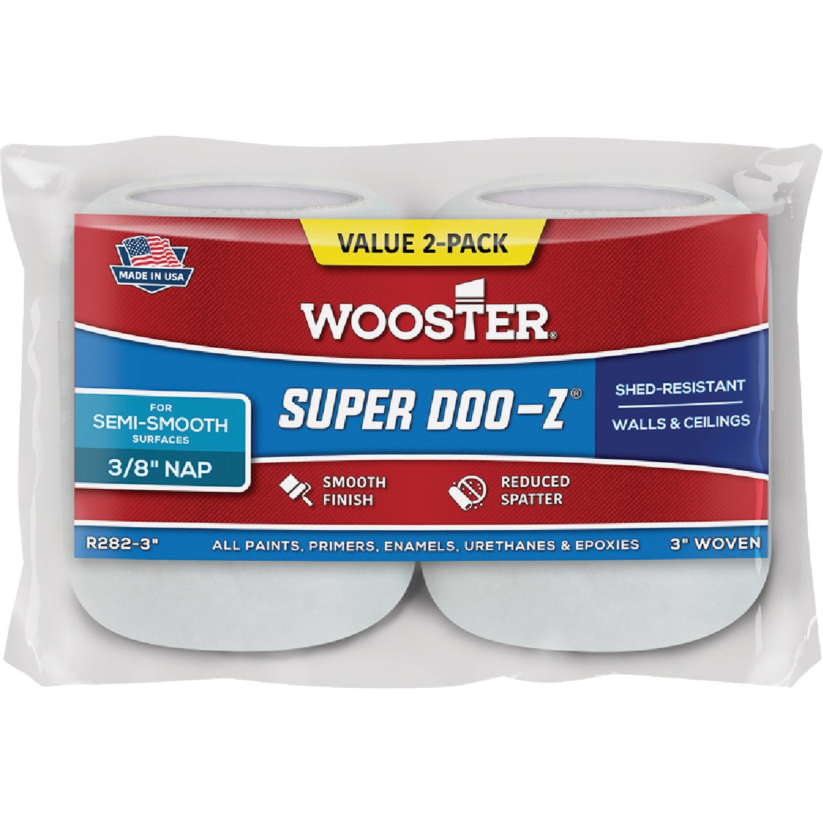 Wooster Trim 3 In. x 3/8 In. Woven Fabric Roller Cover (2-Pack)