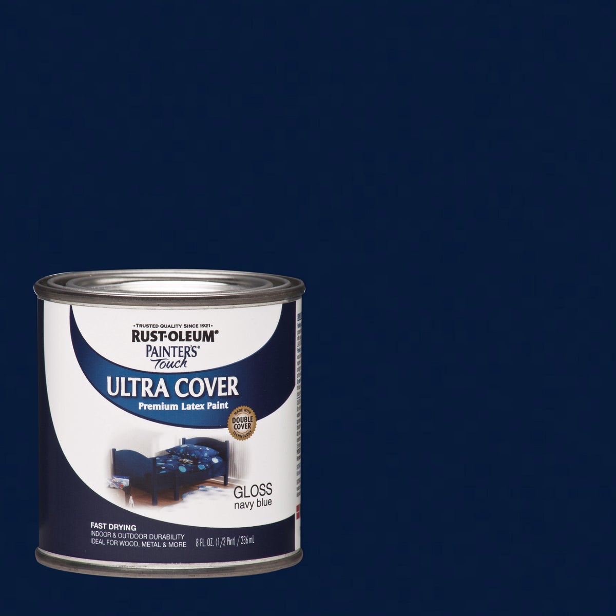 Rust-Oleum Painter's Touch 2X Ultra Cover Premium Latex Paint, Gloss Navy Blue, 1/2 Pt.