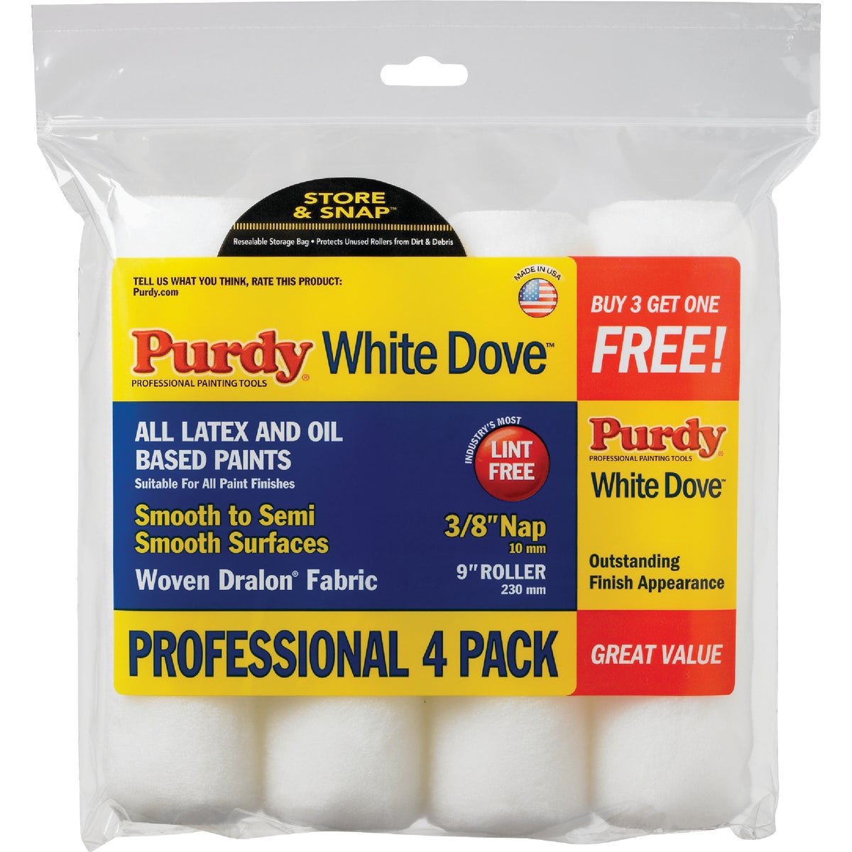 Purdy White Dove 9 In. x 3/8 In. Woven Fabric Roller Cover (4-Pack)
