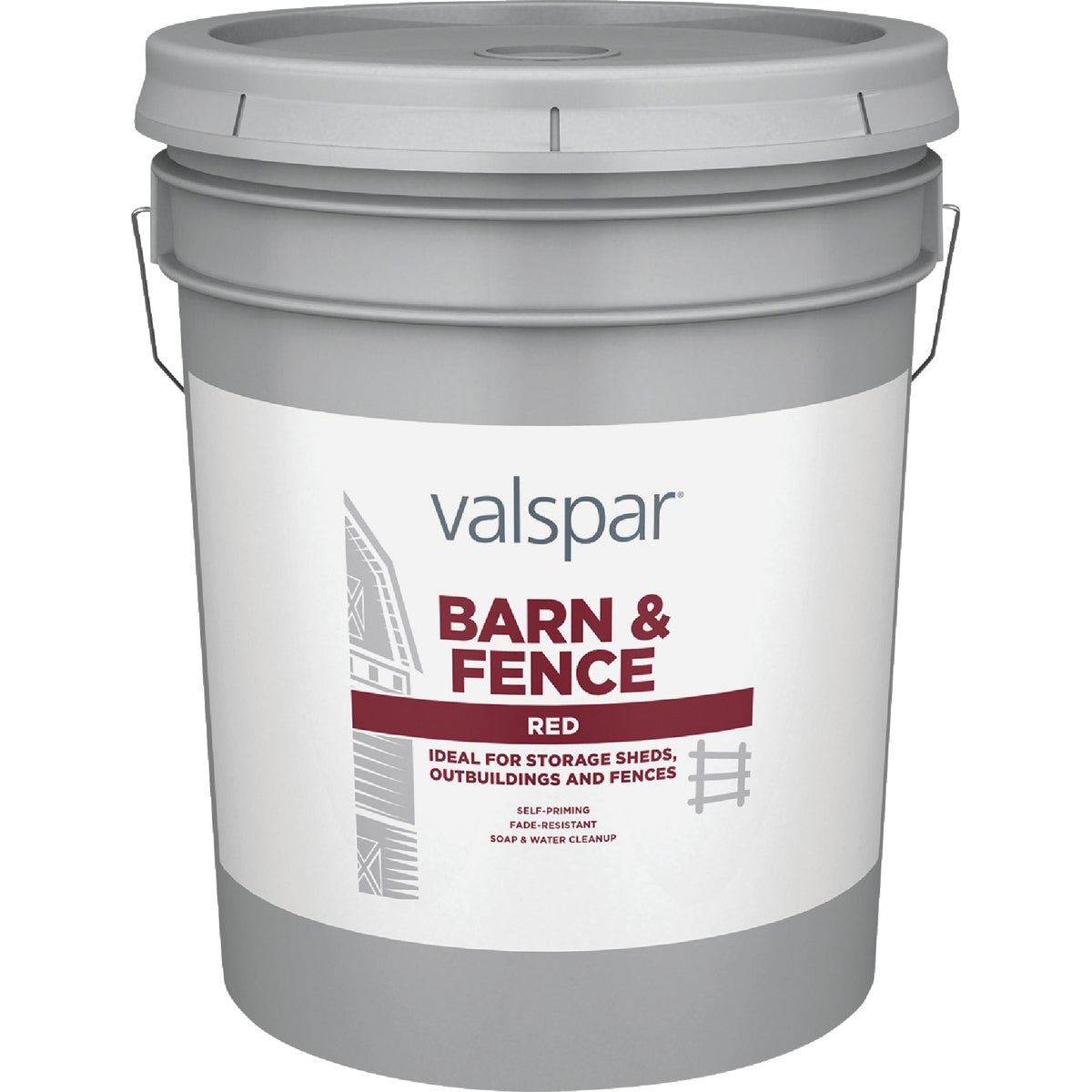 Valspar Latex Paint & Primer In One Flat Barn & Fence Paint, Red, 5 Gal.