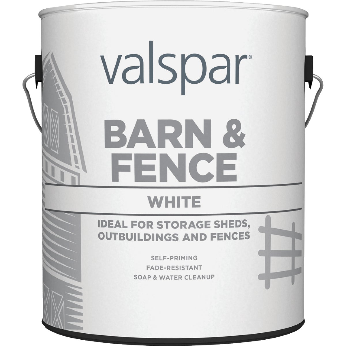 Valspar Latex Paint & Primer In One Flat Barn & Fence Paint, White, 1 Gal.