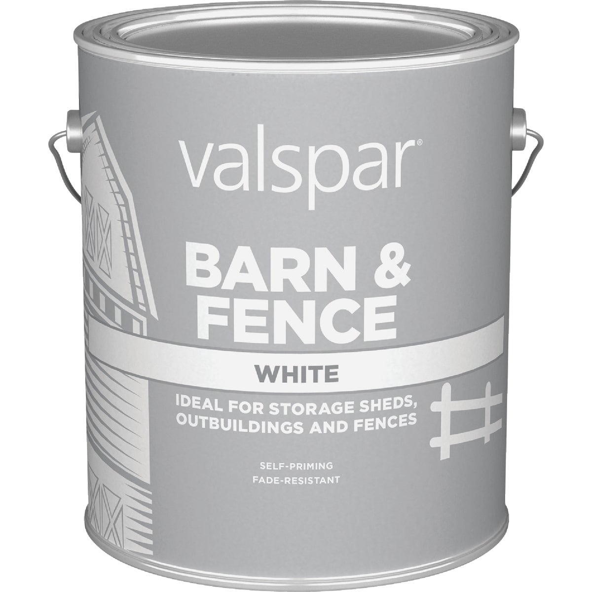 Valspar Oil Paint & Primer In One Low Sheen Barn & Fence Paint, White, 1 Gal.