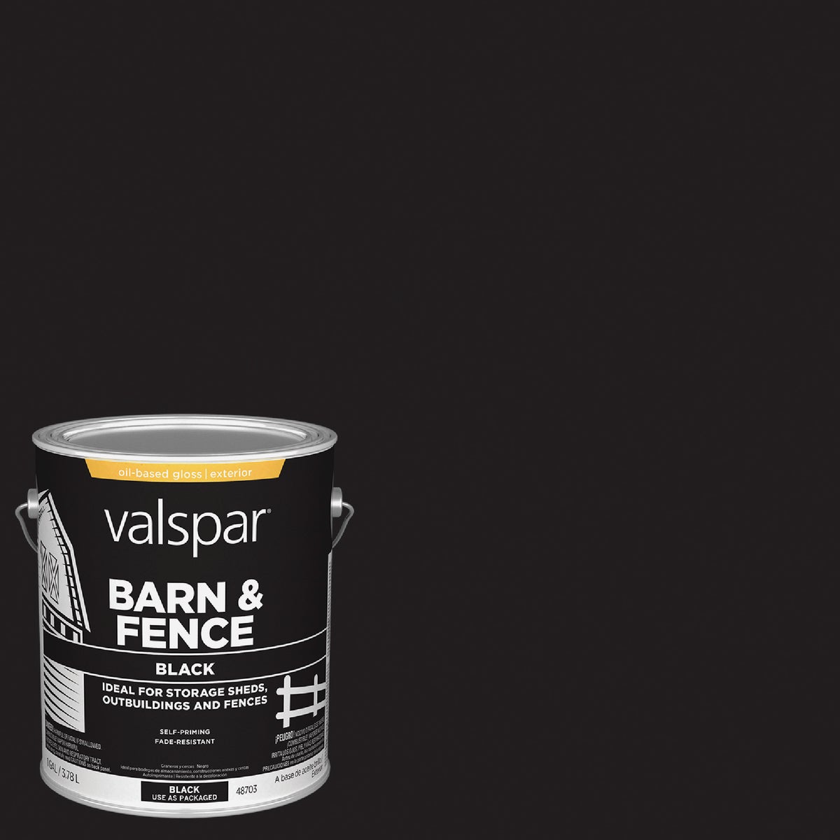 Valspar Alkyd Exterior Oil Paint & Primer In One Barn & Fence Paint, Black, 1 Gal.