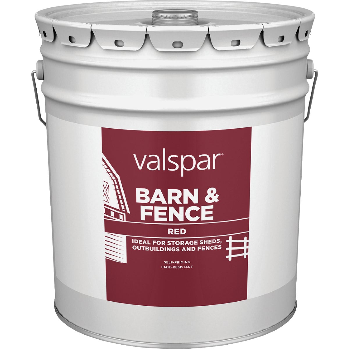 Valspar Oil Paint & Primer In One Low Sheen Barn & Fence Paint, Red, 5 Gal.
