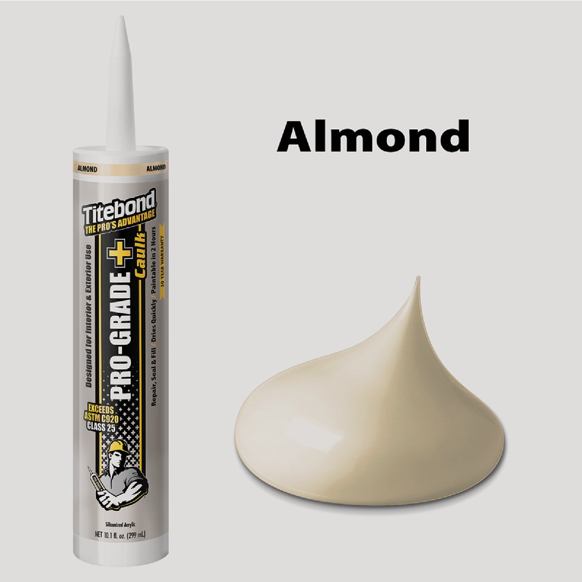 Titebond Pro-Grade Plus 10.1 Oz. Siliconized Acrylic Latex Caulk, Almond