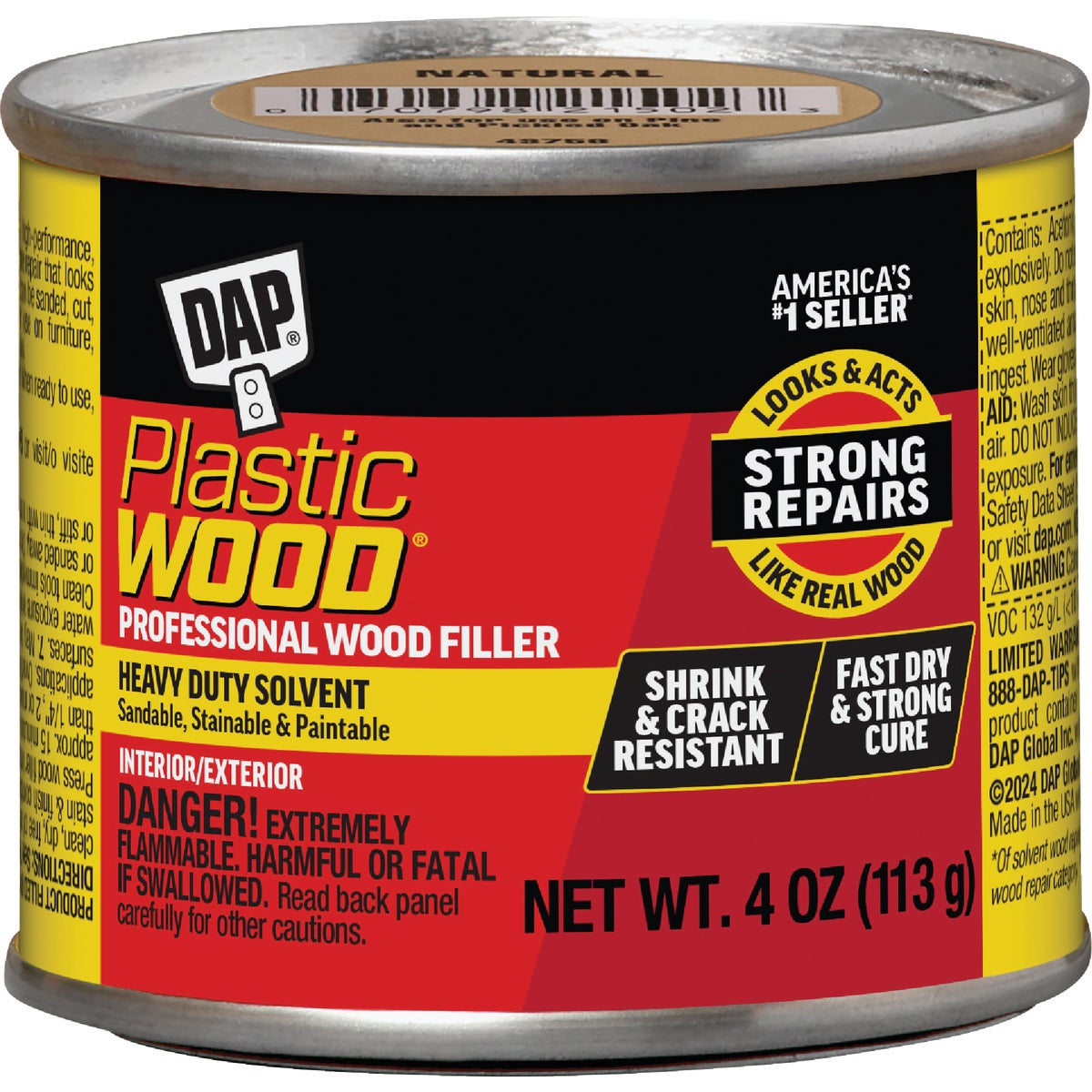 DAP Plastic Wood 4 Oz. Natural Solvent Professional Wood Filler