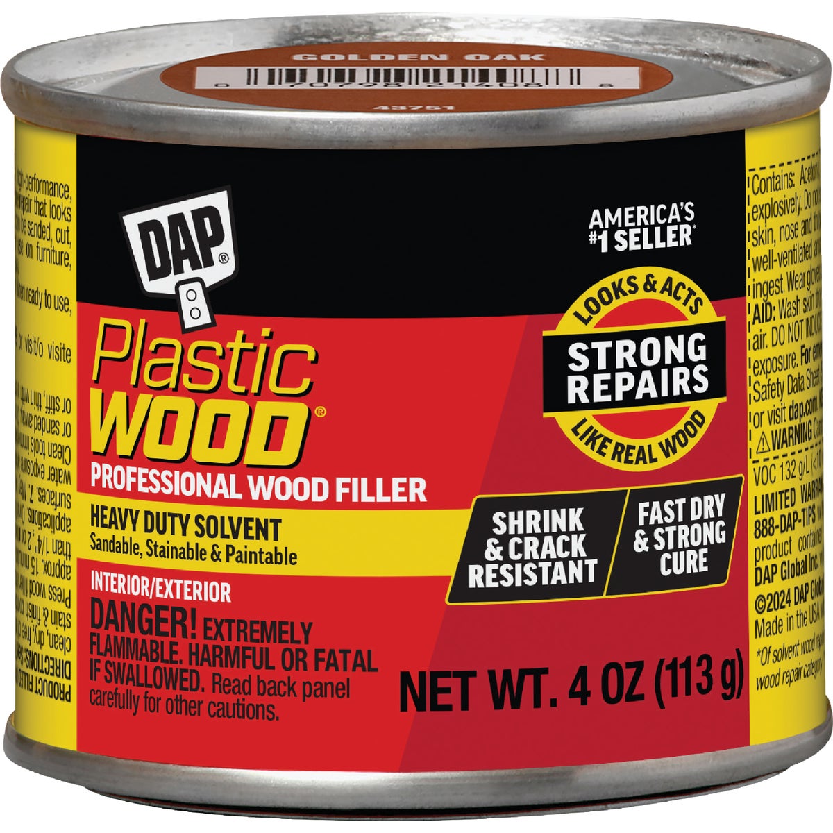 DAP Plastic Wood 4 Oz. Gold Oak Solvent Professional Wood Filler