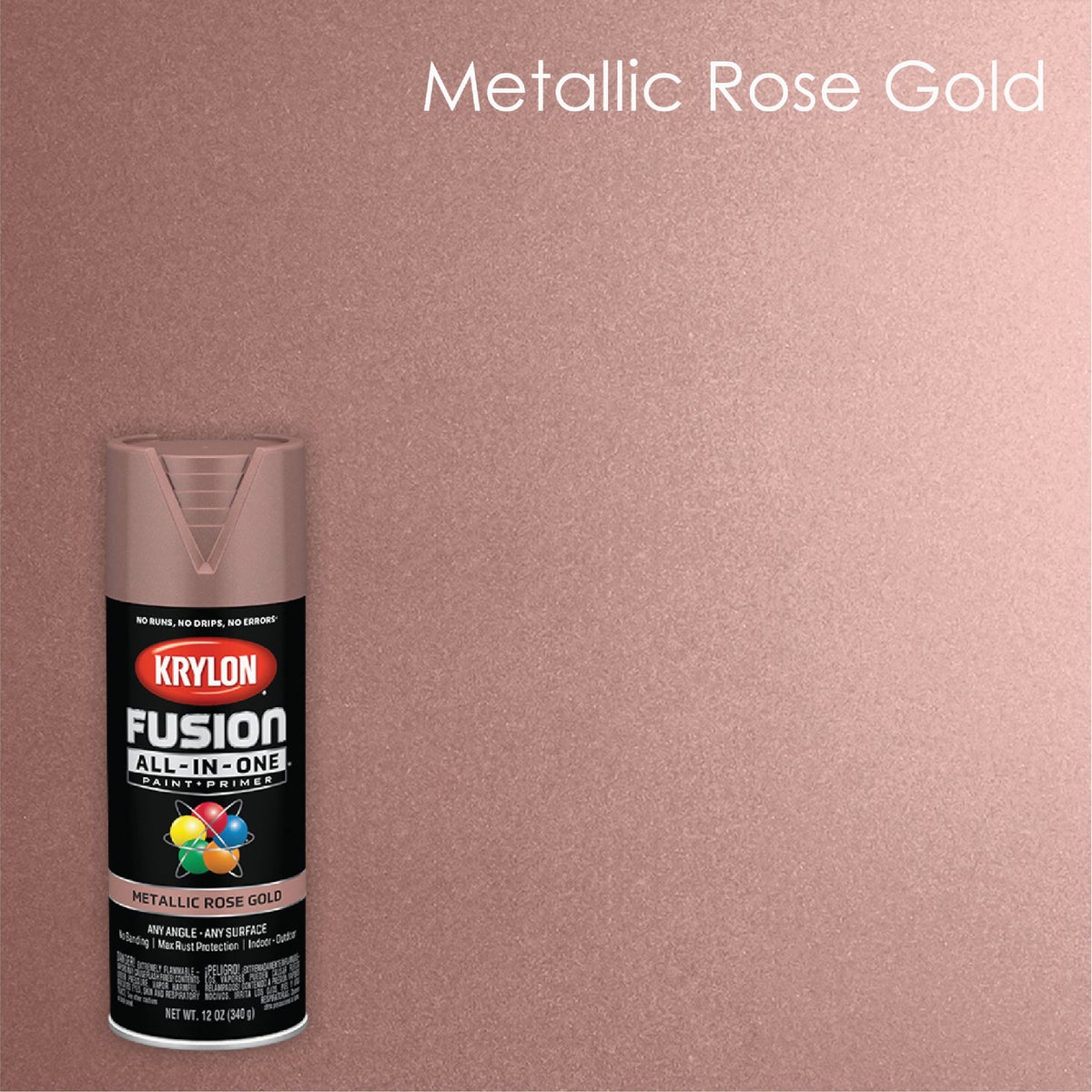 Krylon Fusion All-In-One 12 Oz. Metallic Spray Paint, Rose Gold