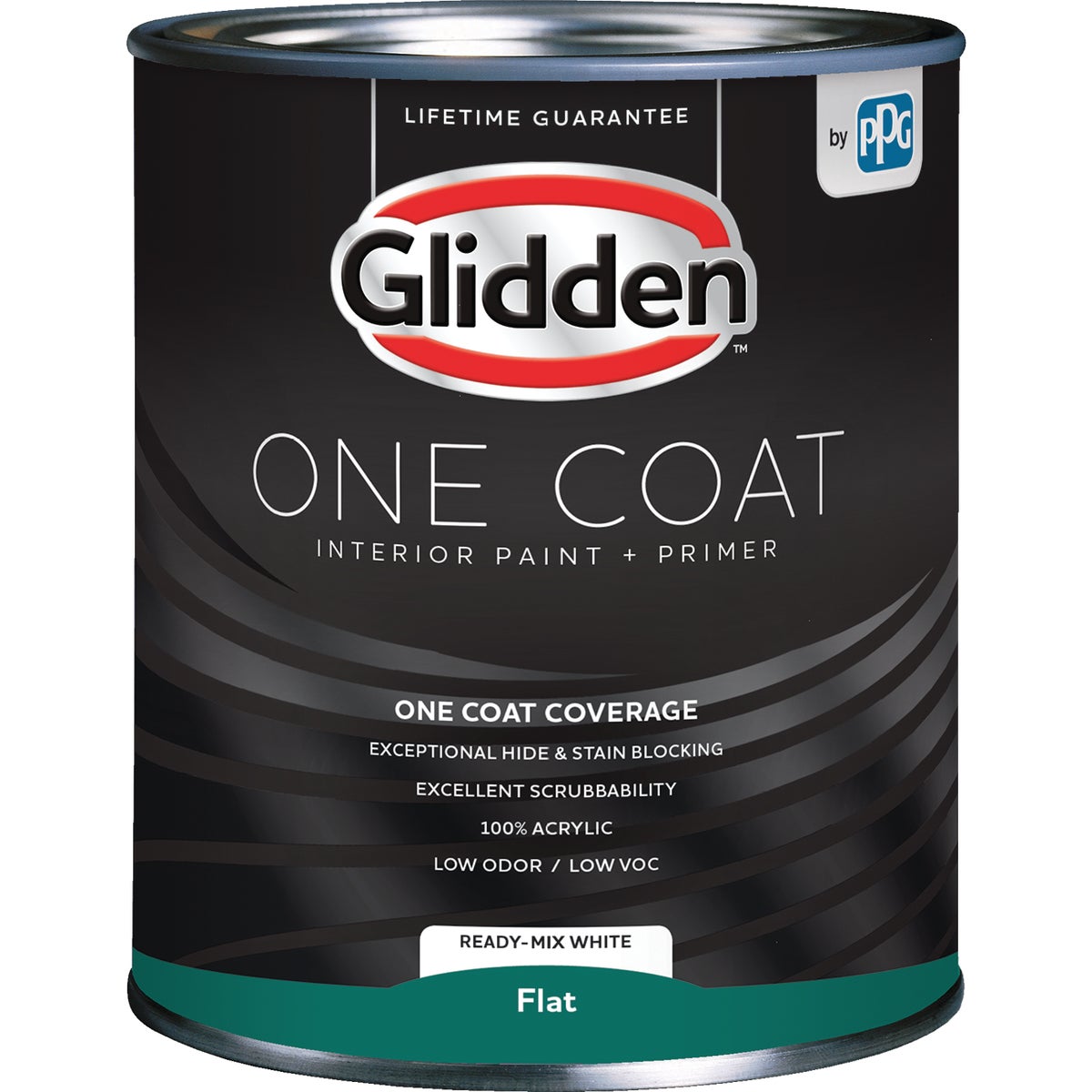 Glidden One Coat Interior Paint + Primer Flat Ready Mix White Quart