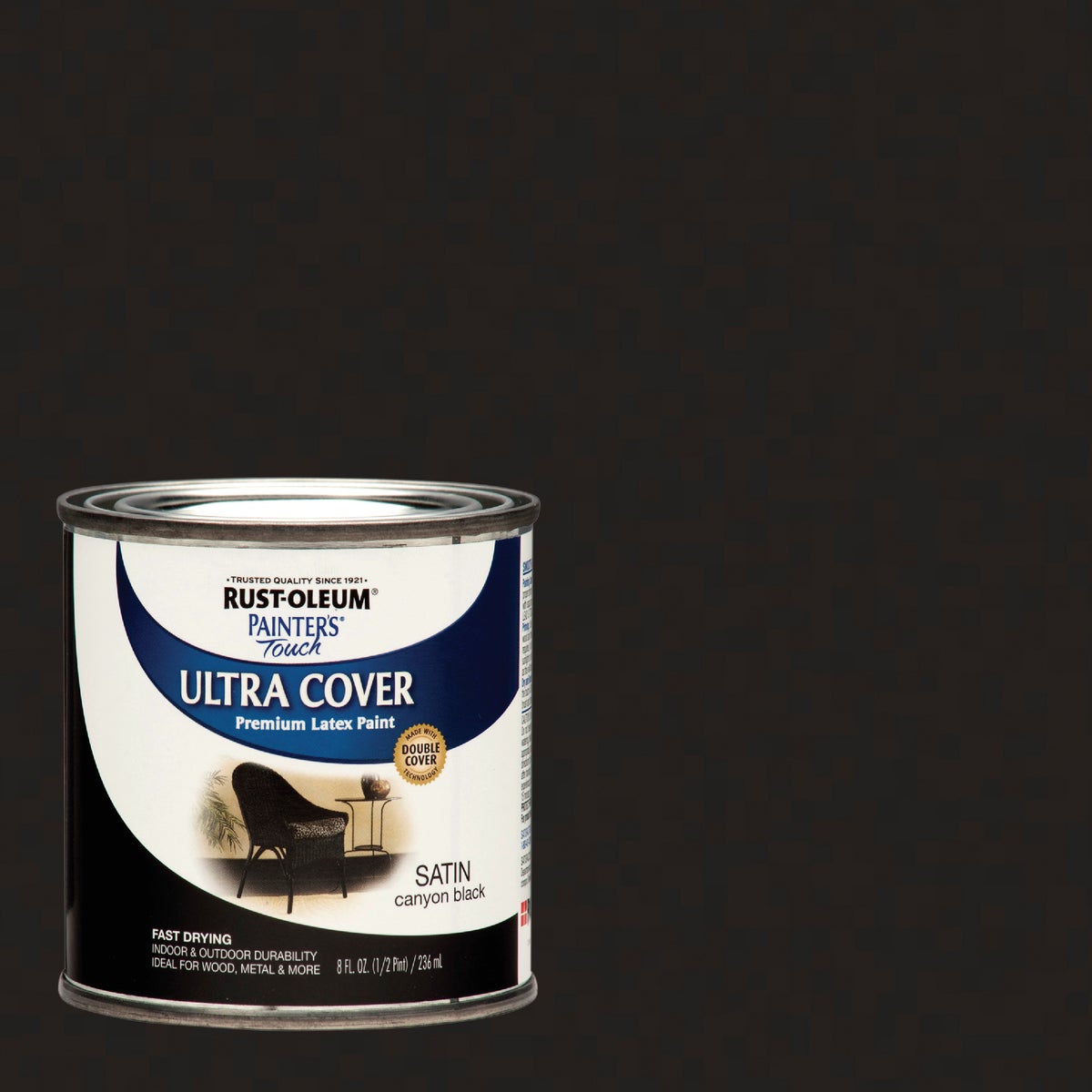 Rust-Oleum Painter's Touch 2X Ultra Cover Premium Latex Paint, Satin Canyon Black, 1/2 Pt.