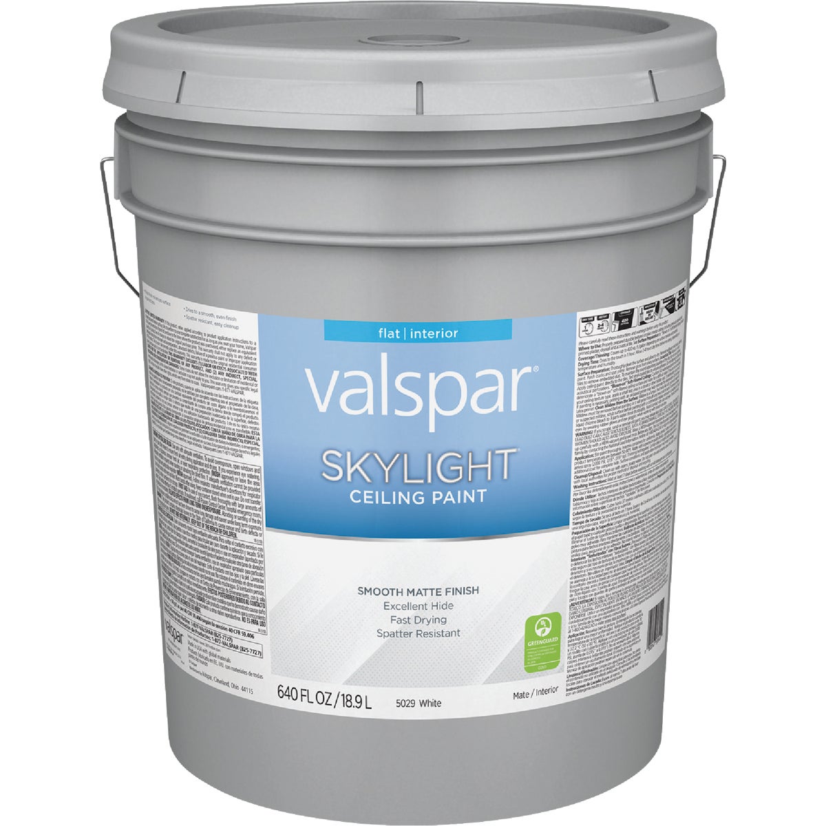 Valspar Smooth Matte Skylight Ceiling Paint, White, 5 Gal.