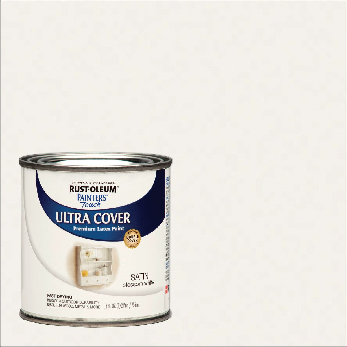 Rust-Oleum Painter's Touch 2X Ultra Cover Premium Latex Paint, Satin Blossom White, 1/2 Pt.