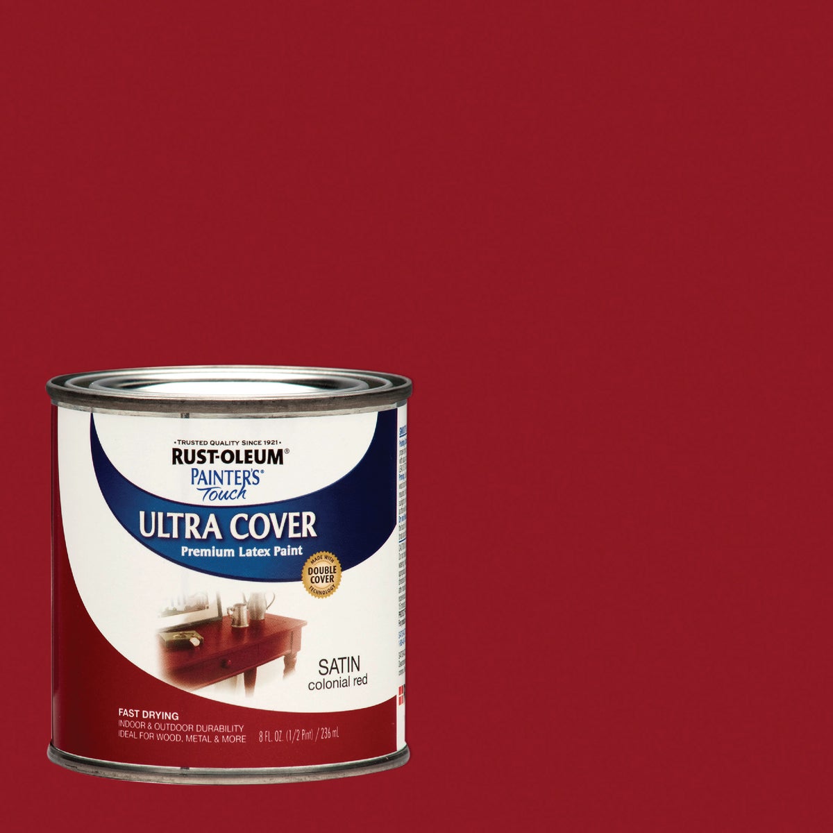 Rust-Oleum Painter's Touch 2X Ultra Cover Premium Latex Paint, Satin Colonial Red, 1/2 Pt.
