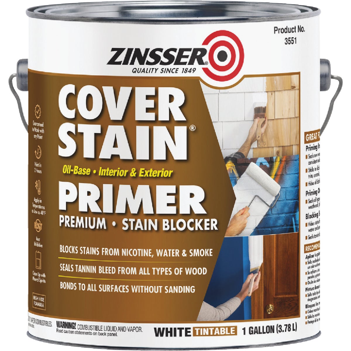 Zinsser Cover-Stain VOC High Hide Oil-Base Interior/Exterior Stain Blocker Primer, White, 1 Gal.