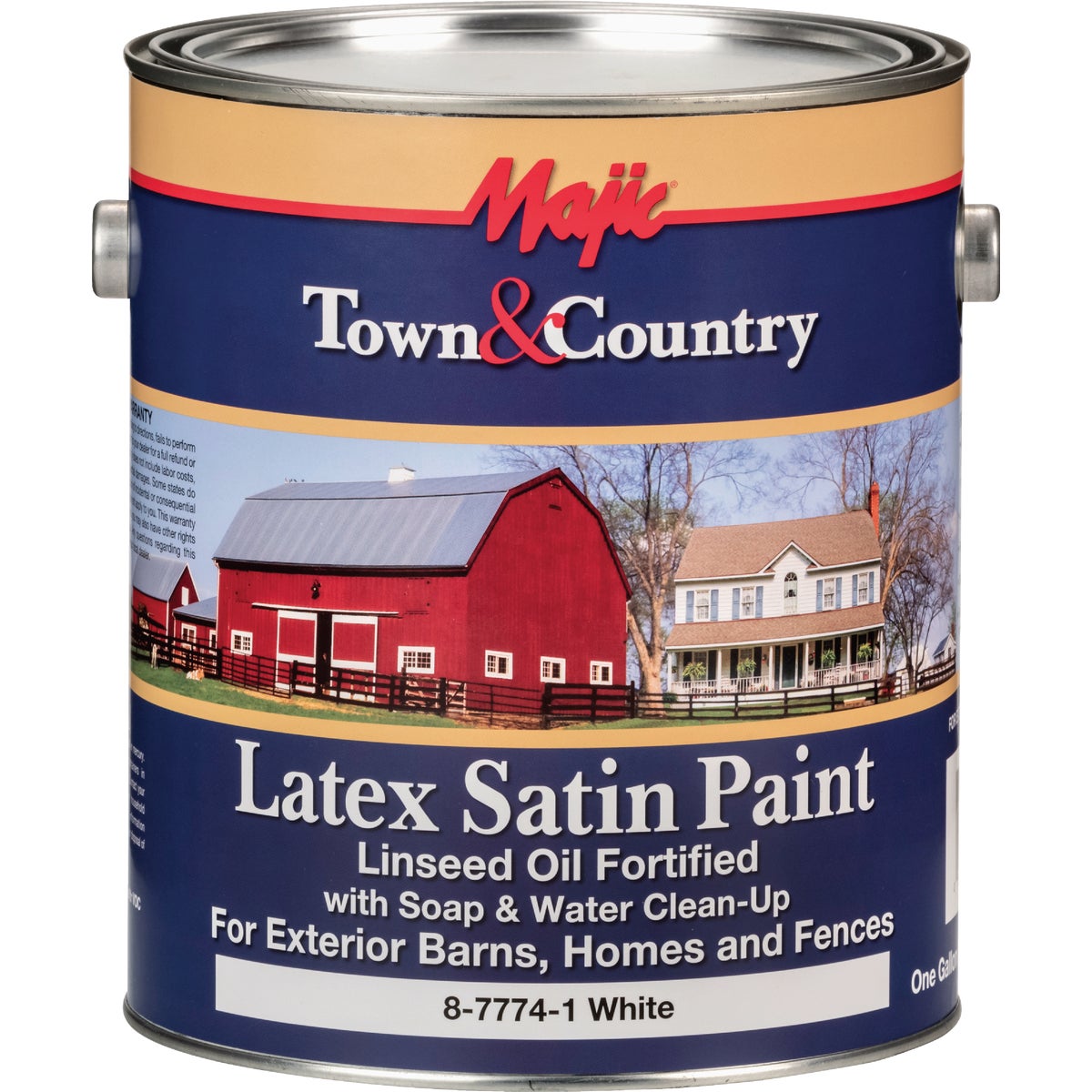 MAJIC Town & Country Exterior Latex Satin Paint, White, 1 Gal.