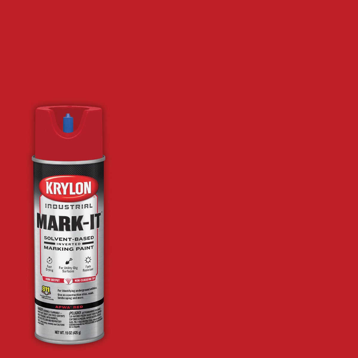Krylon Mark-It 730208 Industrial SB APWA Red Inverted Marking Paint