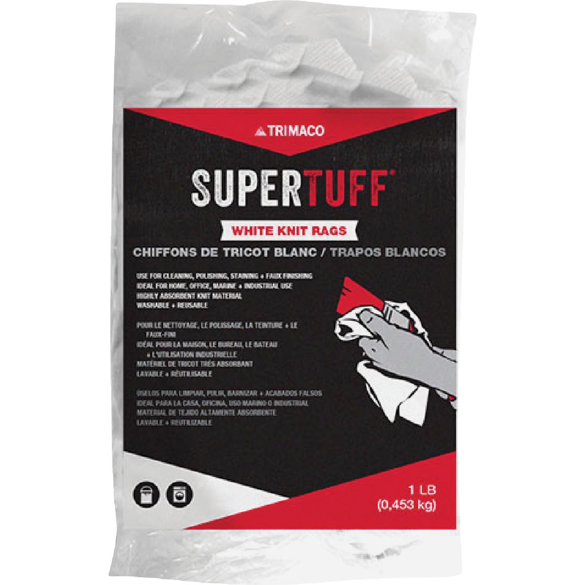 Trimaco SuperTuff 1 Lb. White Staining Rags