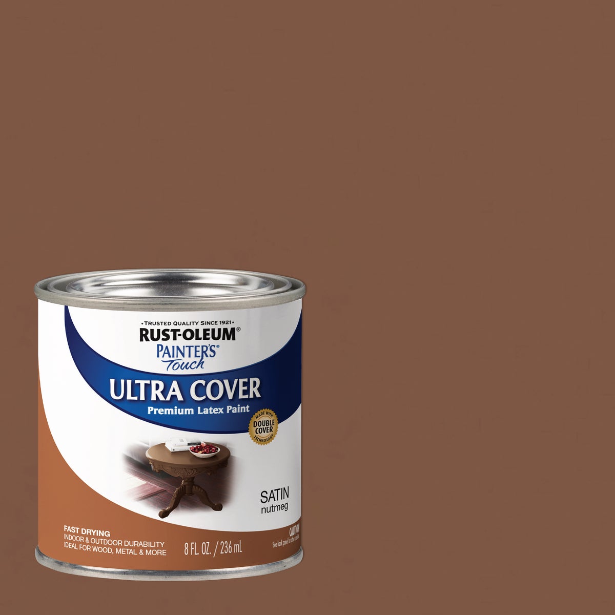 Rust-Oleum Painter's Touch 2X Ultra Cover Premium Latex Paint, Satin Nutmeg, 1/2 Pt.