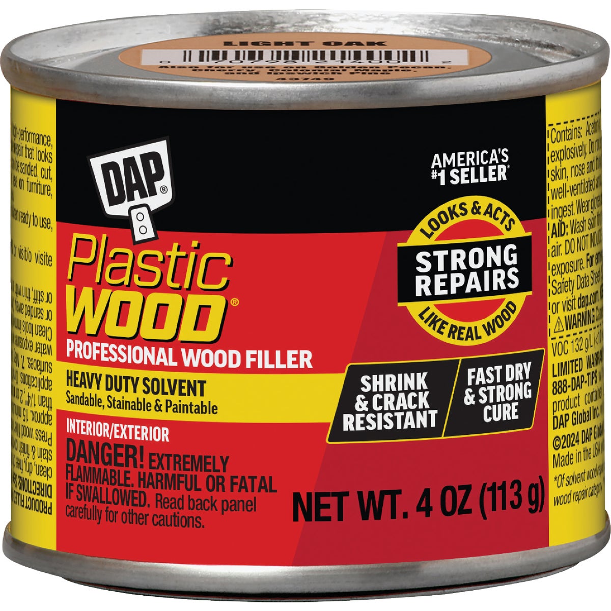 DAP Plastic Wood 4 Oz. Light Oak Solvent Professional Wood Filler