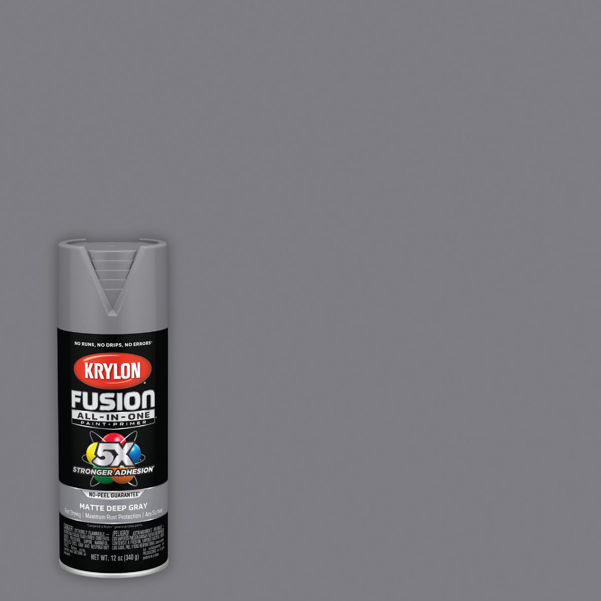 Krylon Fusion All-In-One 12 Oz. Matte Spray Paint, Deep Gray